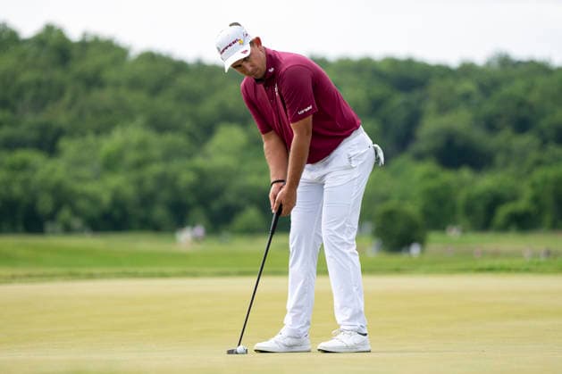 STERLING, VIRGINIA - MAY 10: Lucas Herbert of Ripper GC putts on the green of the fifteenth hole during day 4 of LIV Golf Virginia at Trump National Golf Club on May 10, 2026 in Sterling, Virginia. (Photo by Ben Hsu Icon Sportswire) GOLF: MAY 10 LIV Golf Virginia EDITORIAL USE ONLY Icon224260510040