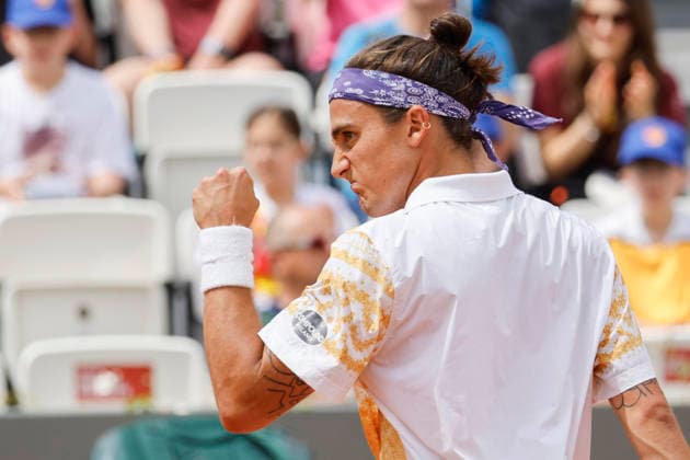 May 11, 2026, Rome, ITALY: Mattia Bellucci of Italy in action during his men s singles match against Martin Landaluce.of Spain (not pictured) at the Italian Open tennis tournament in Rome, Italy, 11 May 2026. ANSA FABIO FRUSTACI. Italian Open Tennis Tournament  - ZUMAa110 20260511_zaf_a110_006 Copyright: xFabioxFrustacix