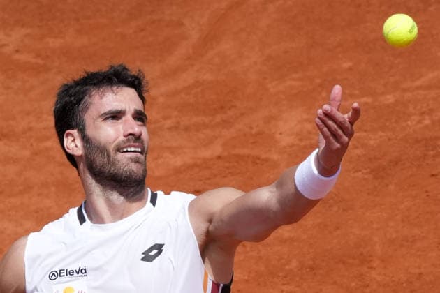 Andrea Pellegrino of Italy serves during the match against Frances Tiafoe of United States at the Internazionali BNL d Italia 2026 tennis tournament at Foro Italico in Rome (Italy) on May, 11, 2026. AntoniettaxBaldassarre