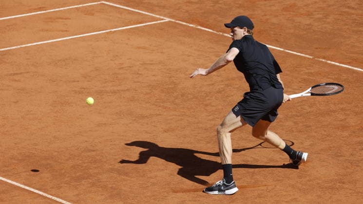 May 11, 2026, Rome, ITALY: Jannik Sinner of Italy in action during his men s singles match against Alexei Popyrin of Australia (not pictured) at the Italian Open tennis tournament in Rome, Italy, 11 May 2026. ANSA FABIO FRUSTACI. Italian Open Tennis Tournament  - ZUMAa110 20260511_zaf_a110_017 Copyright: xFabioxFrustacix
