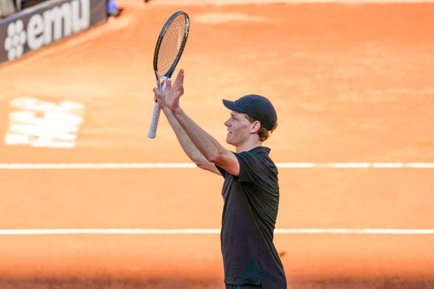 Jannik Sinner of Italy celebrates at the end of the match against Alexei Popyrin of Australia at the Internazionali BNL d Italia 2026 tennis tournament at Foro Italico in Rome (Italy) on May, 11, 2026. AntoniettaxBaldassarre