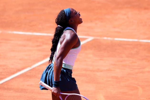 Coco Gauff (USA) celebrates during the match between Coco Gauff (USA) vs Iva Jovic (USA) at the Italian Open in Rome, Monday, May 11, 2026. (Alfredo Falcone LaPresse)  Copyright: xAlfredoxFalcone LaPressex