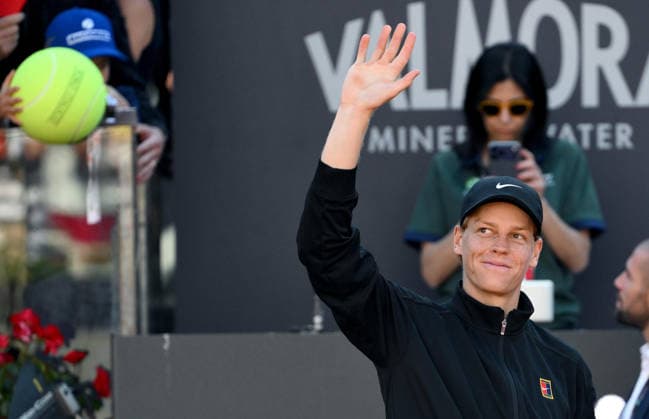 May 11, 2026, Rome: Jannik Sinner of Italy celebrates after winning his men s singles match against Alexei Popyrin of Australia at the Italian Open tennis tournament in Rome, Italy, 11 May 2026. ANSA ETTORE FERRARI Italian Open Tennis Tournament  - ZUMAa110 20260511_zaf_a110_026 Copyright: xEttorexFerrarix