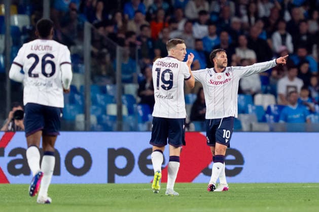 SSC Napoli v Bologna FC - Serie A Enilive Federico Bernardeschi of Bologna FC celebrates after scoring first goal during the serie Serie A Enilive match between SSC Napoli and Bologna FC at Stadio Diego Armando Maradona on May 11, 2026 in Naples, Italy Naples Stadio Diego Armando Maradona Naples Italy Copyright: xGiuseppexMaffiax 260511_SerieA_Napoli-Bologna_GM_04562