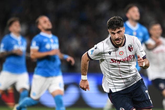 Ni Napoli 11 05 2026 - campionato di calcio serie A Napoli-Bologna foto Nicola Ianuale Image nella foto: esultanza gol Riccardo Orsolini 