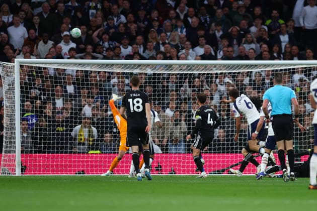 London, England, 11th May 2026. Joao Palhinha of Tottenham Hotspur shoots at goal but fails to score during the Tottenham Hotspur vs Leeds United Premier League match at the Tottenham Hotspur Stadium, London. Picture credit should read: Paul Terry Sportimage EDITORIAL USE ONLY. No use with unauthorised audio, video, data, fixture lists, club league logos or live services. Online in-match use limited to 120 images, no video emulation. No use in betting, games or single club league player publications. SPI_025_PT_Spurs_Leeds SPI-4794-0025