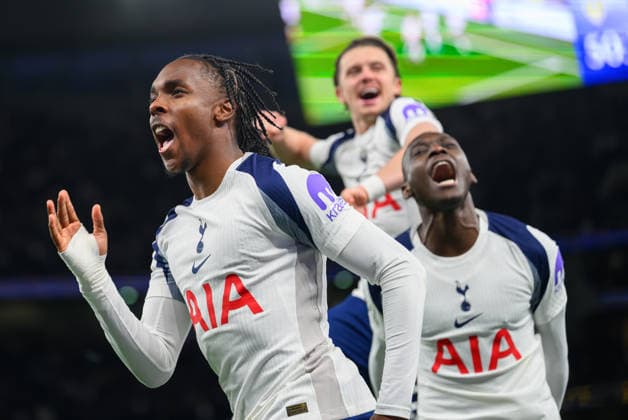 11 May 2026 - Tottenham Hotspur v Leeds United - Premier League - Tottenham Hotspur Stadium Tottenham Hotspur v Leeds United - Premier League - Tottenham Hotspur Stadium. Mathys Tel celebrates his goial 1-0. Picture : Mark Pain LONDON England  Copyright: xMarkxPainx
