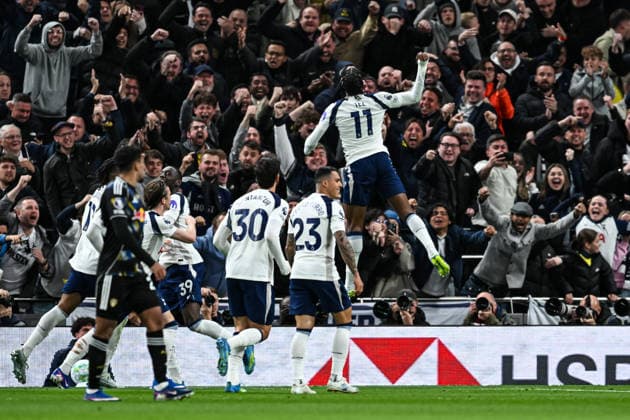11th May 2026; Tottenham Hotspur Stadium, London, England; Premier League Football, Tottenham Hotspur versus Leeds United; Mathys Tel of Tottenham Hotspur celebrates with his team after scoring in the 50th minute to make the score 1-0 GodfreyxPitt