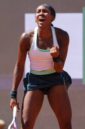Coco Gauff of United States celebrates at the end of her match against Iva Jovic of United States at the Internazionali BNL d Italia 2026 tennis tournament at Foro Italico in Rome (Italy) on May, 11, 2026. AntoniettaxBaldassarre