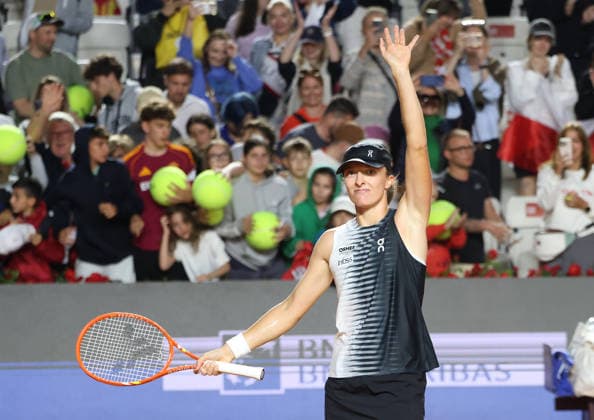 May 11, 2026, Rome, Lazio, Italy: IGA SWIATEK of Poland after the match against N. Osaka of Japan in the fourth round of tennis tournament WTA, Tennis Damen 1000 Internazionali BNL DÃ¢â‚¬â ¢Italia, Rome, Italy. Swiatek won 6:2, 6:1. Rome Italy - ZUMAc278 20260511_zsp_c278_108 Copyright: xMarcinxCholewinskix