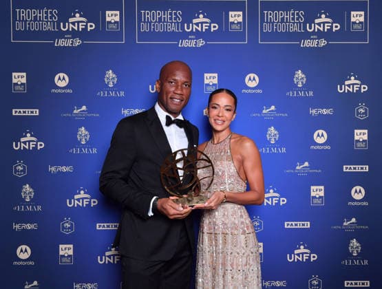 FOOTBALL : 34e edition des Trophees UNFP 2026 - Paris - 11 05 2026 Gabrielle LEMAIRE - Didier DROGBA during the 2026 UNFP Trophy ceremony at Palais Brongniart on May 11, 2026 in Paris, France. (POOL UNFP FEP ICON) ParisFrance  Copyright: xAGENCExFEPxFEPx