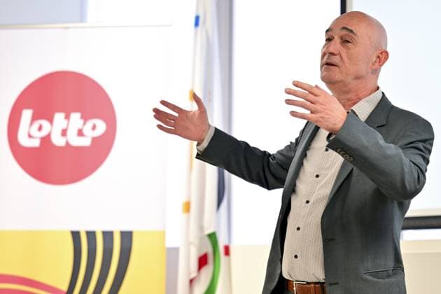 CEO National Lottery Jannie Haek delivers a speech at a ceremony to award prize money to the athletes who reached a top-8 place at the Milano Cortina 2026 Olympic Winter games, Winterspiele,Spiele, Summer games on Tuesday 12 May 2026 in Brussels. The National Lottery is awarding the sums, in collaboration with the Belgian Olympic and Interfederal Committee (BOIC - COIB). The XXV Winter Olympics took place from 6 to 22 February 2026 in Italy. DIRKxWAEM  x173583477x