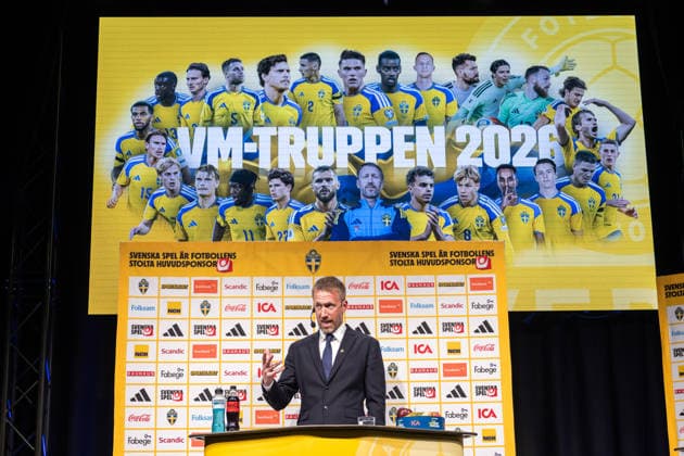 260512 Head coach Graham Potter of the Swedish men s national football team during a press conference, PK, Pressekonferenz on May 12, 2026 in Stockholm. Photo: Jonathan Näckstrand BILDBYRAN COP 94 JN0270 fotboll football soccer fotball vm FIFA World Cup, WM, Weltmeisterschaft, Fussball presskonferens press conference sverige sweden sverige a bbeng Copyright: JONATHANxNÄCKSTRAND BB260512JN006