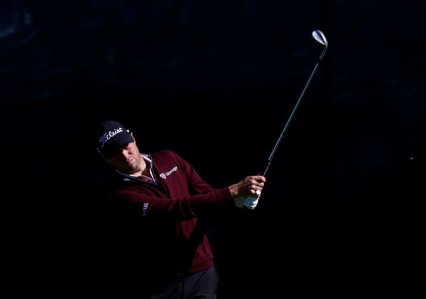 Justin Thomas hits a pitch shot to a practice green two days before the start of 108th PGA, Golf Herren Championship at Aronimink Golf Club on Tuesday, May 12, 2026 in Newtown, Pennsylvania.  PGA20260512105 JOHNxANGELILLO