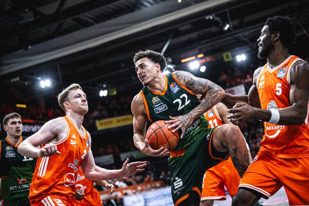 1. Basketball Bundesliga, easyCredit BBL, Saison 2025 2026, Herren, Play-Ins, Spiel um Platz 7, 12.05.2026, RASTA Vechta - Gladiators Trier Nolan Adekunle ( 22 - VET-CONCEPT Gladiators Trier) in Aktion Vechta RASTA Dome Niedersachsen Deutschland *** 1 Basketball Bundesliga, easyCredit BBL, Season 2025 2026, Men, Play Ins, Match for 7th place, 12 05 2026, RASTA Vechta Gladiators Trier Nolan Adekunle 22 VET CONCEPT Gladiators Trier in action Vechta RASTA Dome Lower Saxony Germany