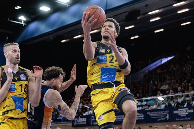 Brandon Tischler (MHP Riesen Ludwigsburg, 24), GER, Rostock Seawolves vs. MHP Riesen Ludwigsburg, easycredit BBL, Basketball, Bundesliga, Play-Ins, Spielzeit 2025 2026, 12.05.2026. GER, Rostock Seawolves vs. MHP Riesen Ludwigsburg, easycredit BBL, Basketball, Bundesliga, Play-Ins, Spielzeit 2025 2026, 12.05.2026. Rostock Copyright: xEibner-Pressefoto DenverxEhrlichx EP_DEH