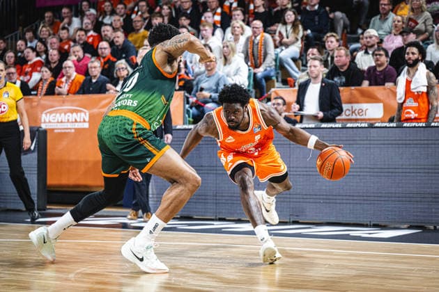 1. Basketball Bundesliga, easyCredit BBL, Saison 2025 2026, Herren, Play-Ins, Spiel um Platz 7, 12.05.2026, RASTA Vechta - Gladiators Trier TJ Bamba ( 5 - RASTA Vechta) in Aktion Vechta RASTA Dome Niedersachsen Deutschland