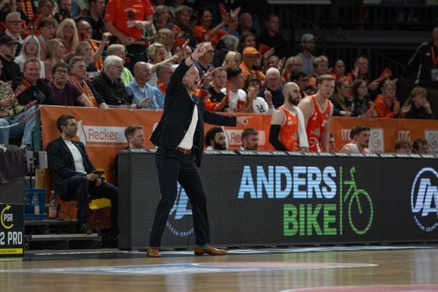 GER, Basketball, easy Credit- BBL, Play-Ins, Rasta Vechta vs VET-CONCEPT Gladiators Trier 12.05.2026, Rasta Dome, Vechta, GER, easy Credit-BBL, Play-Ins, Rasta Vechta vs VET-CONCEPT Gladiators Trier, im Bild in Action Christian HELD ( Rasta Vechta Trainer Headcoach )