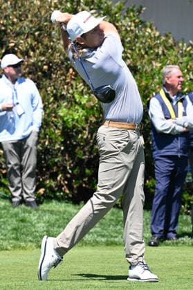 NEWTON SQUARE, PA - MAY 12: Cameron Smith of Australia tees off during the 2026 PGA, Golf Herren Championship on May 12th, 2026 at Aronimink Golf Club in Newtown Square, PA.(Photo by Terence Lewis Icon Sportswire) GOLF: MAY 12 PGA PGA Championship EDITORIAL USE ONLY Icon260512053