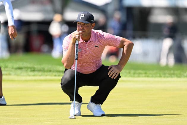 NEWTON SQUARE, PA - MAY 12: Gary Woodland of United States of America lines up a putt during the 2026 PGA, Golf Herren Championship on May 12th, 2026 at Aronimink Golf Club in Newtown Square, PA.(Photo by Terence Lewis Icon Sportswire) GOLF: MAY 12 PGA PGA Championship EDITORIAL USE ONLY Icon260512073