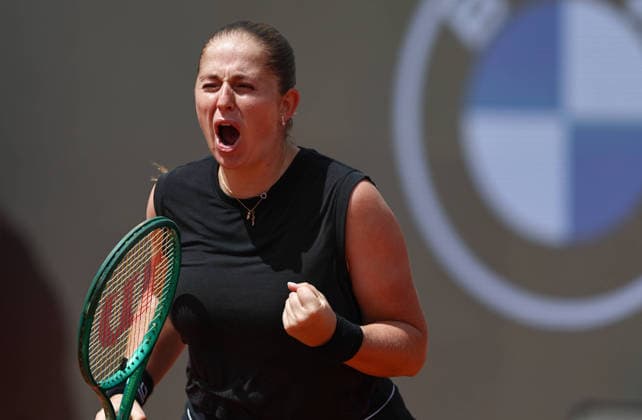 260512 -- ROME, May 12, 2026 -- Jelena Ostapenko celebrates scoring during the women s singles quarter final match between Sorana Cirstea of Romania and Jelena Ostapenko of Latvia at the WTA, Tennis Damen Italian Open in Rome, Italy, May 12, 2026. SPITALY-ROME-TENNIS-WTA-ITALIAN OPEN-WOMEN S SINGLES WangxKaiyan  (SP)ITALY-ROME-TENNIS-WTA-ITALIAN OPEN-WOMEN S SINGLES IMAGO WangxKaiyan  imago images 0856369953