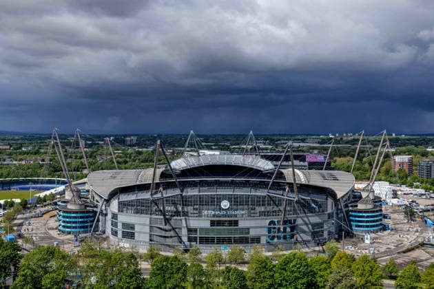 Premier League: Manchester City v Crystal Palace Rain clouds hover over the The Etihad Stadium during the Premier League match Manchester City vs Crystal Palace at Etihad Stadium, Manchester, United Kingdom on 13 May 2026 (Photo by Mark Cosgrove News Images) Manchester Etihad Stadium Greater Manchester United, ManU Kingdom Copyright: xMarkxCosgrove NewsxImagesx