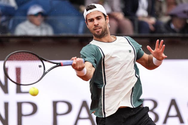 Karen Khachanov of Russia during the match against Casper Ruud of Norway at the Internazionali BNL d Italia 2026 tennis tournament at Foro Italico in Rome (Italy) on May, 13, 2026. AntoniettaxBaldassarre