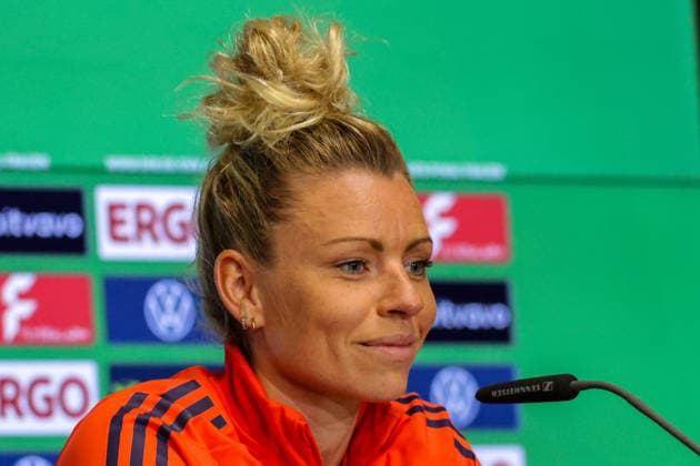 13.05.2026, xgrfx, Fussball DFB Pokal Finale, VfL Wolfsburg - Pressekonferenz und Abschlusstraining v.l. Linda Dallmann (FC Bayern München) (DFL DFB REGULATIONS PROHIBIT ANY USE OF PHOTOGRAPHS as IMAGE SEQUENCES and or QUASI-VIDEO) Köln