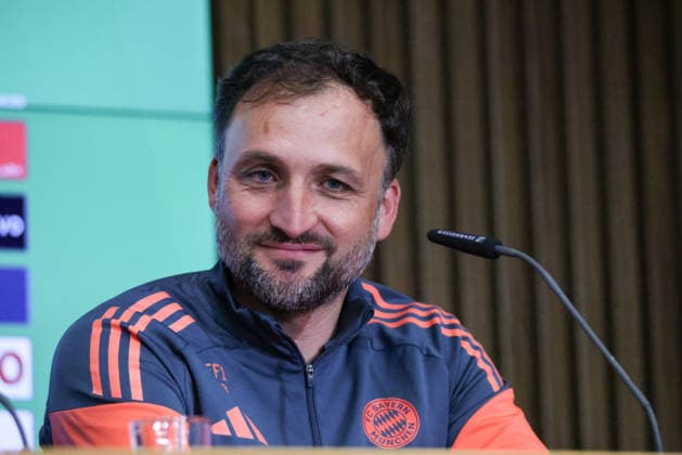 Köln, Deutschland: 13. Mai 2026 - 46. DFB Pokal Finale der Frauen 2026 - VfL Wolfsburg Frauen vs. FC Bayern München Frauen - Abschlusspressekonferenz Im Bild: Cheftrainer Jose Barcala (FCB) bei der Abschlusspressekonferenz in Köln Copyright: HMBxMedia MadeleinexFantini