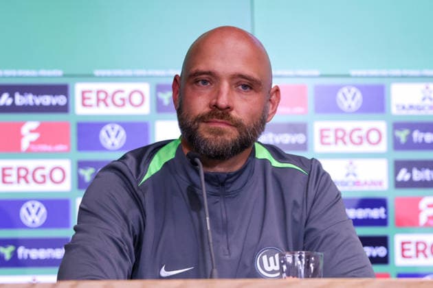 Köln, Deutschland: 13. Mai 2026 - 46. DFB Pokal Finale der Frauen 2026 - VfL Wolfsburg Frauen vs. FC Bayern München Frauen - Abschlusspressekonferenz Im Bild: Cheftrainer Stephan Lerch (VfL) bei der Abschlusspressekonferenz in Köln Copyright: HMBxMedia MadeleinexFantini