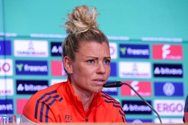 Köln, Deutschland: 13. Mai 2026 - 46. DFB Pokal Finale der Frauen 2026 - VfL Wolfsburg Frauen vs. FC Bayern München Frauen - Abschlusspressekonferenz Im Bild: Linda Dallmann (FCB) bei der Abschlusspressekonferenz in Köln Copyright: HMBxMedia MadeleinexFantini