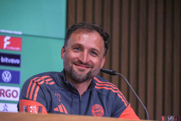 Köln, Deutschland: 13. Mai 2026 - 46. DFB Pokal Finale der Frauen 2026 - VfL Wolfsburg Frauen vs. FC Bayern München Frauen - Abschlusspressekonferenz Im Bild: Cheftrainer Jose Barcala (FCB) bei der Abschlusspressekonferenz in Köln Copyright: HMBxMedia MadeleinexFantini