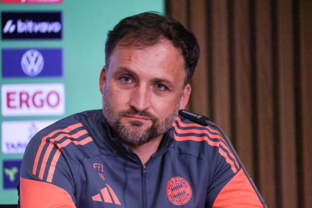 Köln, Deutschland: 13. Mai 2026 - 46. DFB Pokal Finale der Frauen 2026 - VfL Wolfsburg Frauen vs. FC Bayern München Frauen - Abschlusspressekonferenz Im Bild: Cheftrainer Jose Barcala (FCB) bei der Abschlusspressekonferenz in Köln Copyright: HMBxMedia MadeleinexFantini