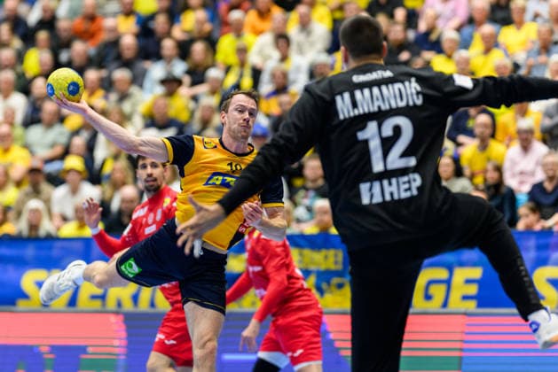 260513 Felix Claar of Sweden during the International Friendly, Länderspiel, Nationalmannschaft handball match between Sweden and Croatia on May 13, 2026 in Kristianstad. Photo: Petter Arvidson BILDBYRAN kod PA PA1213 handball handboll handball träningsmatch sverige sweden croatia friendly match sverige bbeng sverige sweden Copyright: PETTERxARVIDSON BB260513PA054