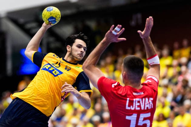 260513 Nikola Roganovic of Sweden during the International Friendly, Länderspiel, Nationalmannschaft handball match between Sweden and Croatia on May 13, 2026 in Kristianstad. Photo: Petter Arvidson BILDBYRAN kod PA PA1213 handball handboll handball träningsmatch sverige sweden croatia friendly match sverige bbeng sverige sweden Copyright: PETTERxARVIDSON BB260513PA065