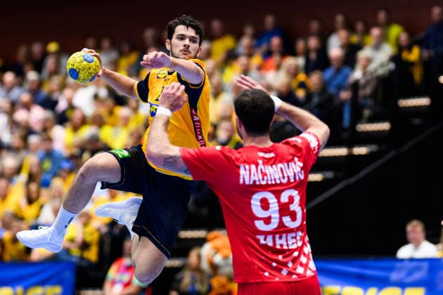 260513 Nikola Roganovic of Sweden during the International Friendly, Länderspiel, Nationalmannschaft handball match between Sweden and Croatia on May 13, 2026 in Kristianstad. Photo: Petter Arvidson BILDBYRAN kod PA PA1213 handball handboll handball träningsmatch sverige sweden croatia friendly match sverige bbeng sverige sweden Copyright: PETTERxARVIDSON BB260513PA068