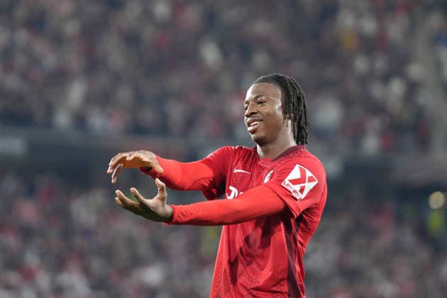 Johan Manzambi (SC Freiburg, 44) Torjubel, Emotionen, Torschuss, Abschluss, Torerfolg, Tor, Treffer , Deutschland, Fussball, UEFA Europa League, Halbfinale, Rückspiel, 2025 2026, SC Freiburg vs. SC Braga, 07.05.2026, Europa-Park Stadion, Freiburg Freiburg Europa-Park Stadion Baden-Württemberg Deutschland *** Johan Manzambi SC Freiburg, 44 goal celebration, emotions, goal shot, goal, goal, goal, Germany, football, UEFA Europa League, semi-final, second leg, 2025 2026, SC Freiburg vs SC Braga, 07 05 2026, Europa Park Stadion, Freiburg Europa Park Stadion Baden Württemberg Germany Copyright: xArnexAmbergx