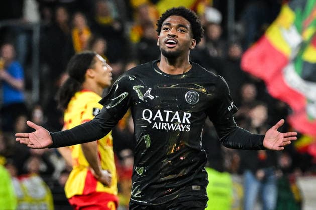 May 13, 2026, Lens, France, France: Ibrahim MBAYE of PSG celebrates his goal during the Ligue 1 match between RC Lens and Paris Saint-Germain (PSG) at Bollaert-Delelis Stadium on May 13, 2026 in Lens, France. Lens France - ZUMAm308 20260513_zsp_m308_017 Copyright: xMatthieuxMirvillex