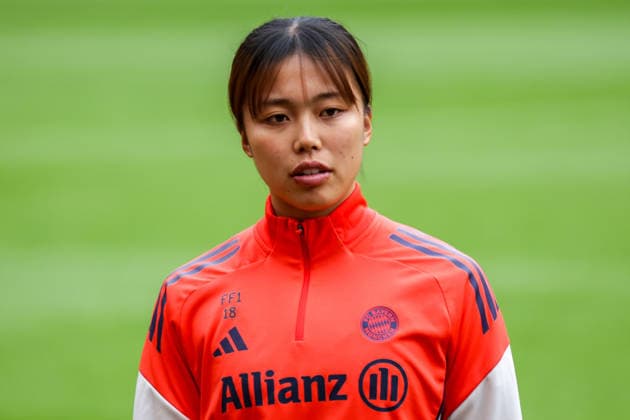 13.05.2026, xgrfx, Fussball DFB Pokal Finale, FC Bayern München - Pressekonferenz und Abschlusstraining v.l. Momoko Tanikawa (FC Bayern München) (DFL DFB REGULATIONS PROHIBIT ANY USE OF PHOTOGRAPHS as IMAGE SEQUENCES and or QUASI-VIDEO) Köln