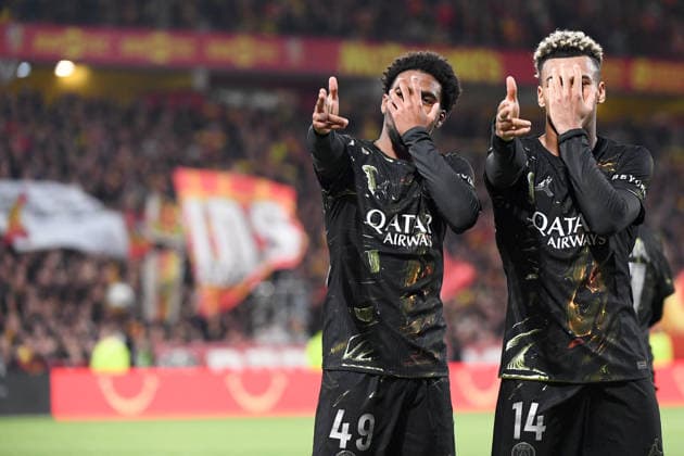 RC Lens v Paris Saint-Germain - Ligue 1 McDonald s 2025 2026 14 Desire DOUE (psg) - 49 Ibrahim MBAYE (psg) during the Ligue 1 McDonald s match between Lens and Paris at Stade Bollaert-Delelis on May 13, 2026 in Lens, France. Lens France  Copyright: xFEPx 776348352