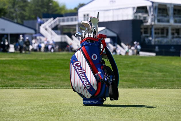 NEWTON SQUARE, PA - MAY 12: A player™s bag is shown resting on the fairway during the 2026 PGA, Golf Herren Championship on May 12th, 2026 at Aronimink Golf Club in Newtown Square, PA.(Photo by Terence Lewis Icon Sportswire) GOLF: MAY 12 PGA PGA Championship EDITORIAL USE ONLY Icon260512117