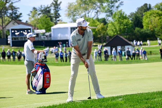 NEWTON SQUARE, PA - MAY 12: Sam Burns of United States of America is shown during the 2026 PGA, Golf Herren Championship on May 12th, 2026 at Aronimink Golf Club in Newtown Square, PA.(Photo by Terence Lewis Icon Sportswire) GOLF: MAY 12 PGA PGA Championship EDITORIAL USE ONLY Icon260512118