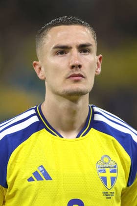 GUSTAF LAGERBIELKE, Svezia, Qualificazioni Mondiali 2026, World Cup Qualifying, Sweden-Poland 3-2, Primo piano, Head shot, Close up QUALIFICAZIONI MONDIALI 2026 SVEZIA-POLONIA 3-2