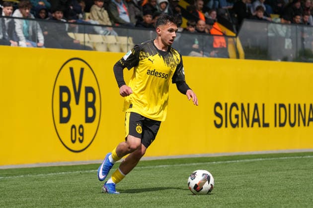 Donnerstag, 14.05.2026 Saison 2025 2026 Finale U17, U 17 Westfalenpokal im BVB Fußballpark Hohenbuschei, Dortmund, Germany. BV Borussia Dortmund U17 - VfL Bochum U17. Ioannis Christos Kostoglou (BVB)