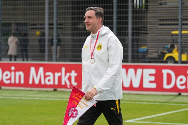 Donnerstag, 14.05.2026 Saison 2025 2026 Finale U17, U 17 Westfalenpokal im BVB Fußballpark Hohenbuschei, Dortmund, Germany. BV Borussia Dortmund U17 - VfL Bochum U17. Cheftrainer Marco Lehmann (BVB)