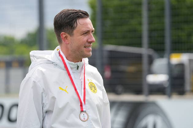 Donnerstag, 14.05.2026 Saison 2025 2026 Finale U17, U 17 Westfalenpokal im BVB Fußballpark Hohenbuschei, Dortmund, Germany. BV Borussia Dortmund U17 - VfL Bochum U17. Cheftrainer Marco Lehmann (BVB)