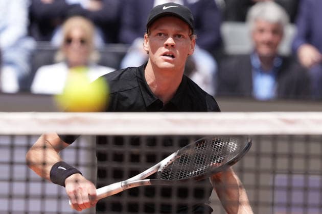 Jannik Sinner of Italy in action during the match against Andrey Rublev of Russia at the Internazionali BNL d Italia 2026 tennis tournament at Foro Italico in Rome (Italy) on May, 14, 2026. AntoniettaxBaldassarre