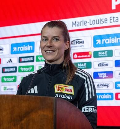 Fußball, Herren, Saison 2025 2026, 1. Bundesliga, 1. FC Union Berlin, Pressekonferenz mit Trainerin Marie-Louise Eta (1. FC Union Berlin), 14.05. 2026, *** Soccer, Men, Season 2025 2026, 1 Bundesliga, 1 FC Union Berlin, Press conference with coach Marie Louise Eta 1 FC Union Berlin , 14 05 2026, Copyright: xMatthiasxKochx