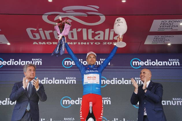 Spain™s Diego Pablo Sevilla Lopez of Team Polti VisitMalta azure jersey during Stage 6 of the Giro d™Italia, from Paestum to Naples, Italy, Thursday, May 14, 2026.  Copyright: xGianxMattiaxD Albertox xLaPressex
