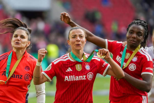 Deutschland: Fussball DFB-Pokal Frauen 2025 2026, Finale VfL Wolfsburg vs Bayern München RheinEnergieStadion (Köln): Freude, Emotionen, Jubel Arianna Caruso (FC Bayern München Frauen, 27) Köln Copyright: xAymanxAlahmedx